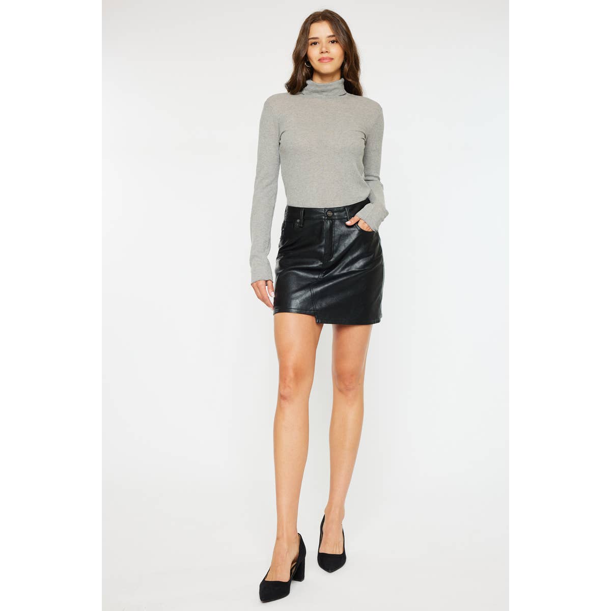KANCAN FAUX LEATHER MINI SKIRT