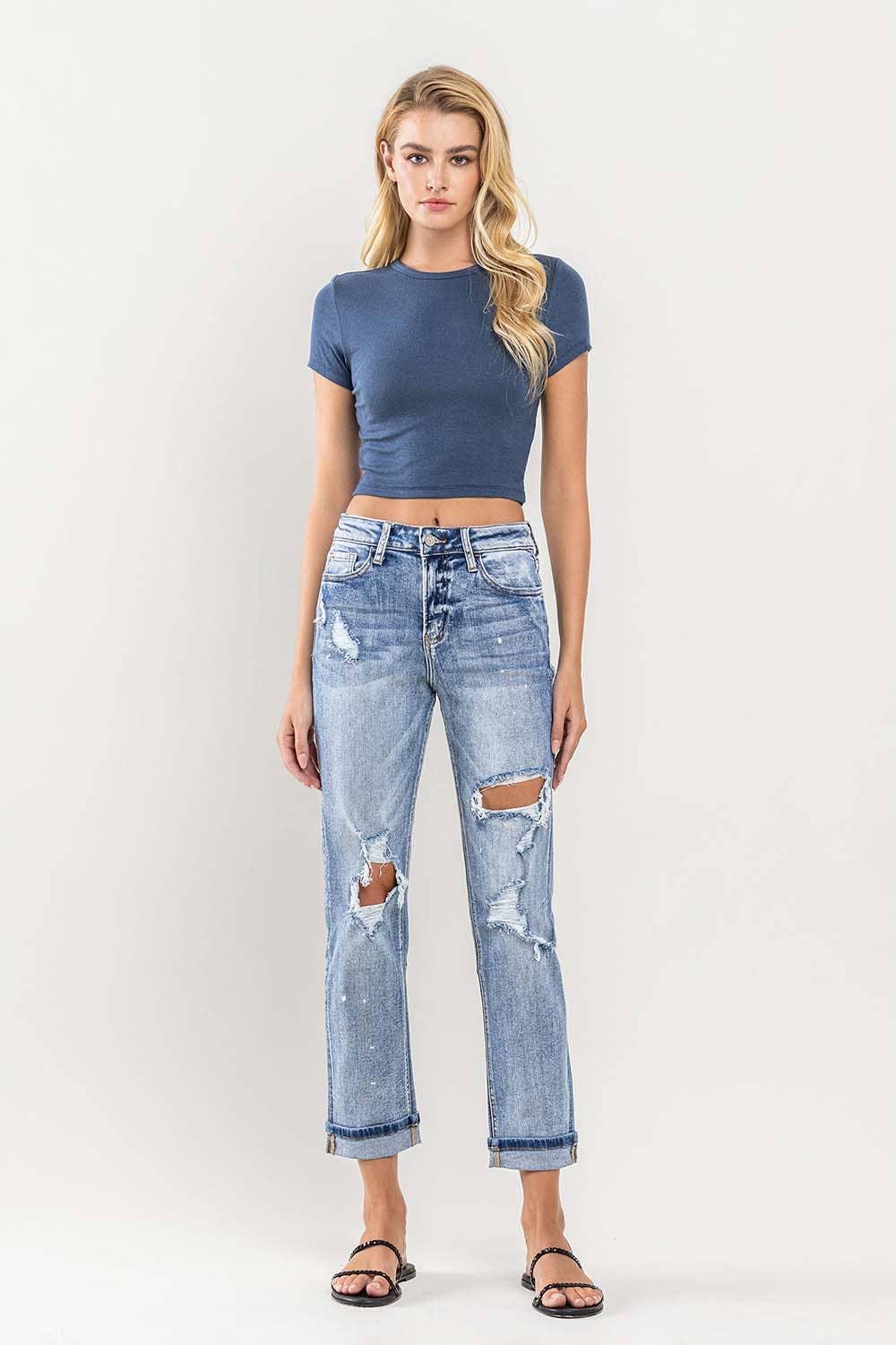 Cuffed clearance distressed jeans