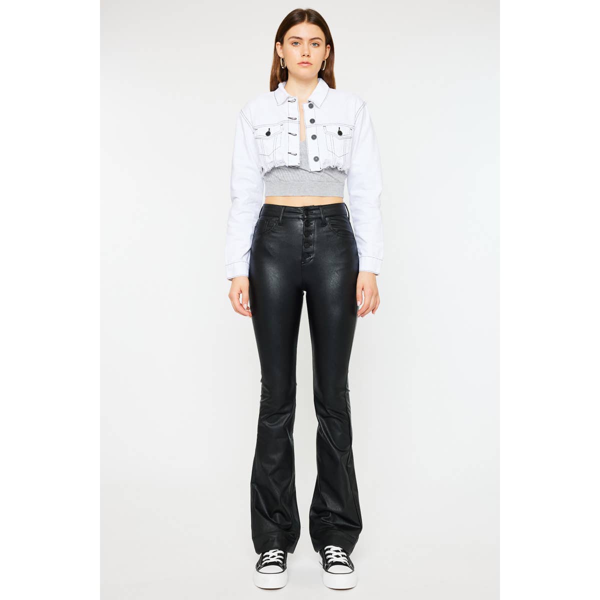 KANCAN LEATHER BOOTCUT JEANS