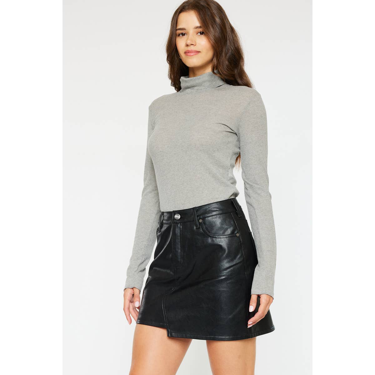 KANCAN FAUX LEATHER MINI SKIRT