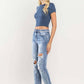 HIGH RISE CUFFED DISTRESSED JEANS