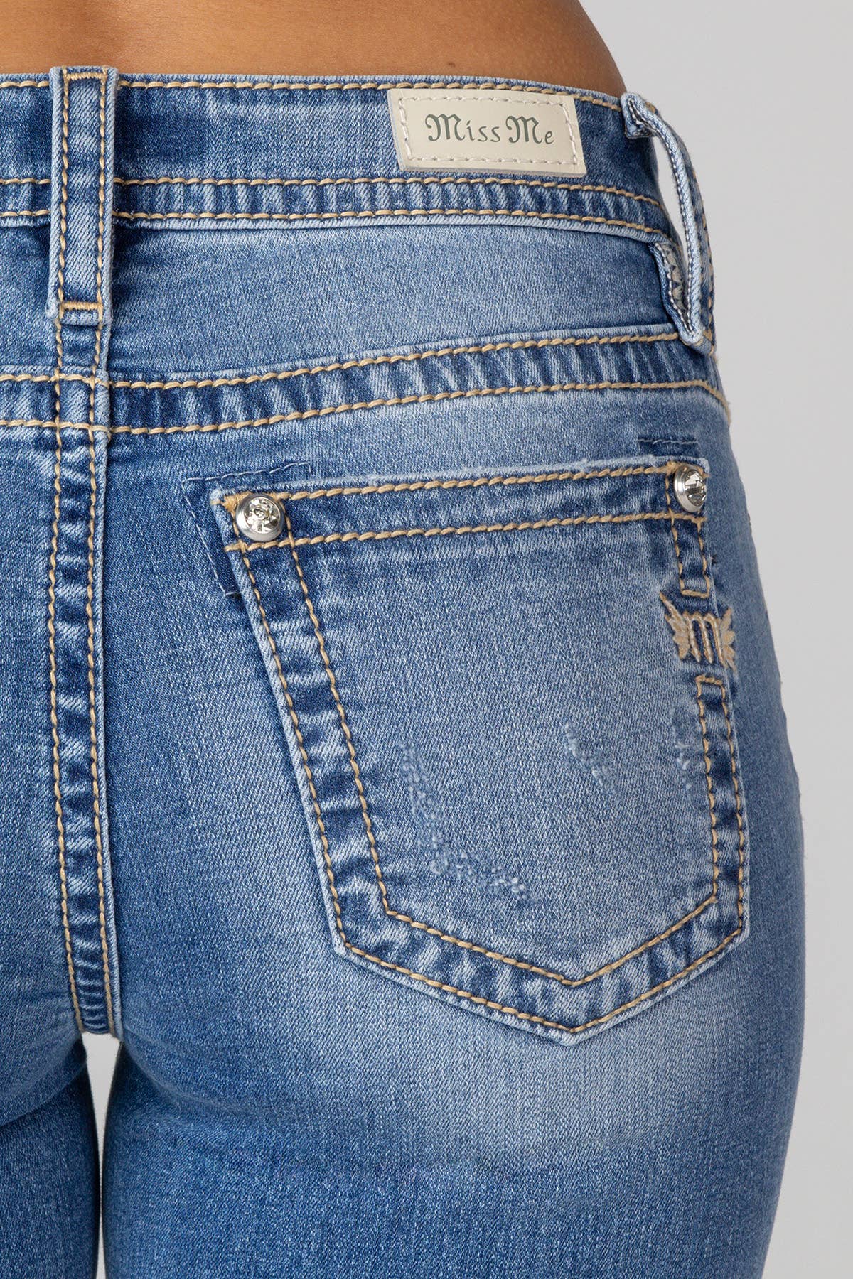 MISS ME MID-RISE BOOTCUT DISTRESSED JEAN