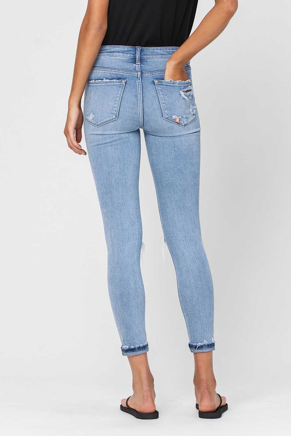 VERVET HIGH RISE BUTTON UP ROLLED CUFF SKINNY JEANS