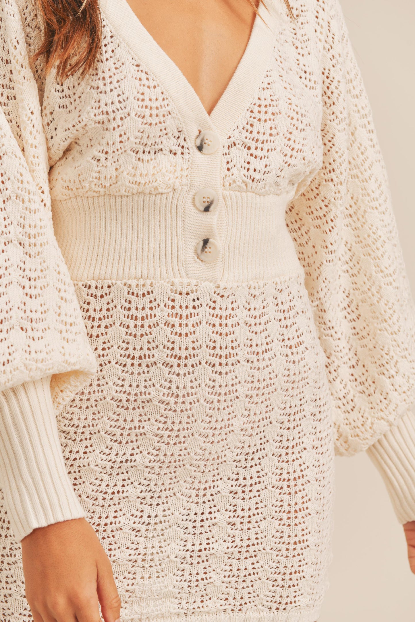 SWEET CREAM KNIT SWEATER DRESS