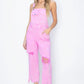 RISEN ACID PINK HIGHRISE DISTRESSED OVERALL
