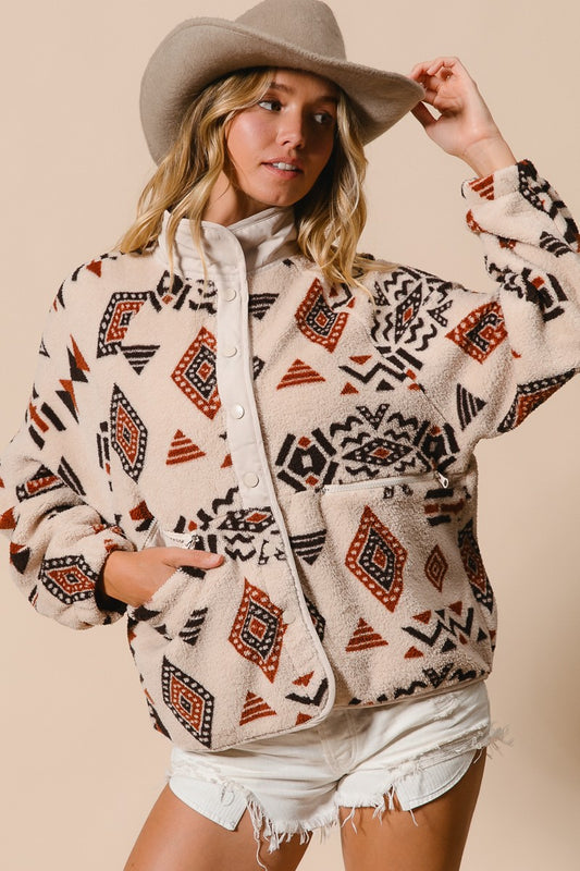 DANCE HER HOME AZTEC FLEECE JACKET