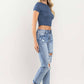 HIGH RISE CUFFED DISTRESSED JEANS