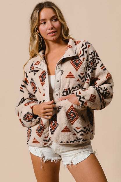 DANCE HER HOME AZTEC FLEECE JACKET