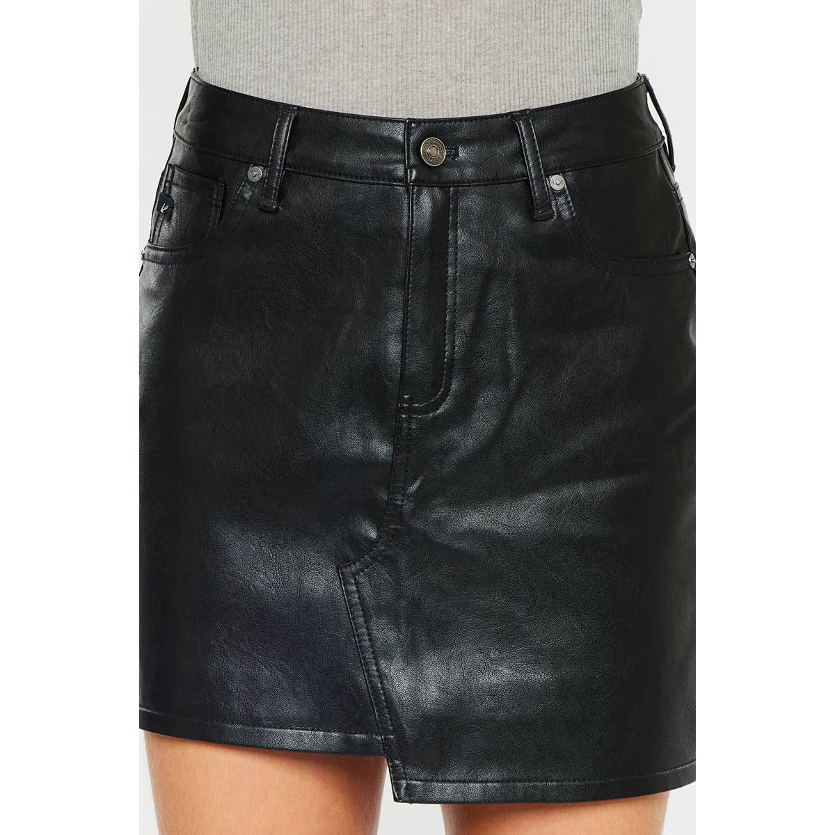 KANCAN FAUX LEATHER MINI SKIRT