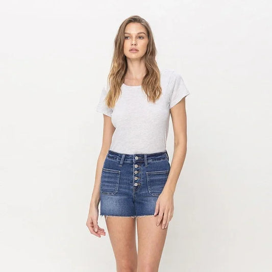 HIGH RISE PATCH POCKET SHORTS