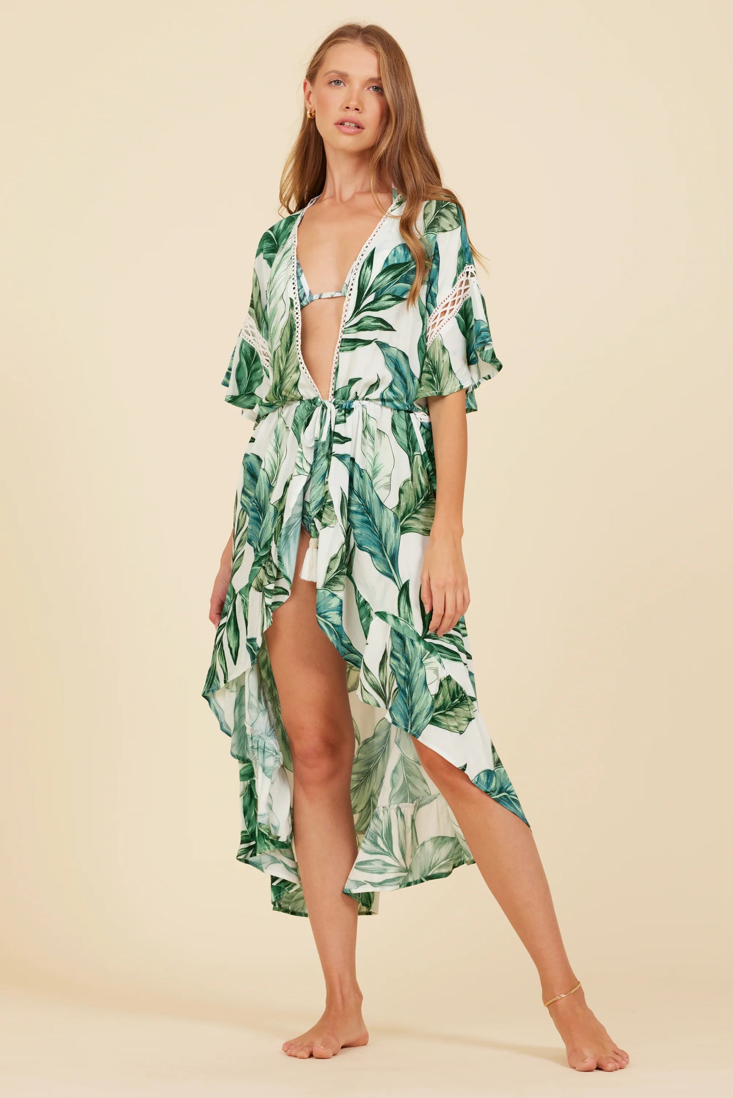 RAINFOREST LEAF PRINT SCRUNCHED COVERUP