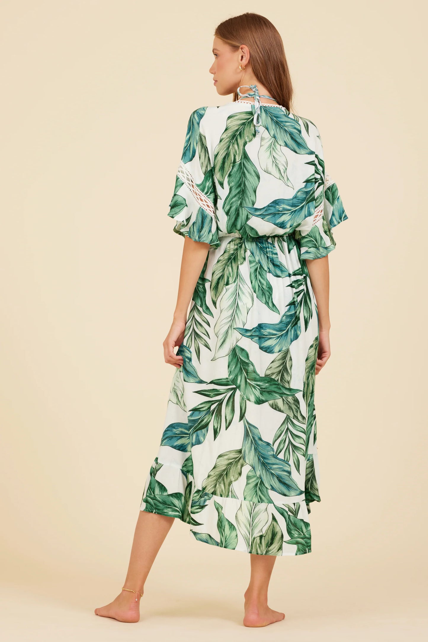 RAINFOREST LEAF PRINT SCRUNCHED COVERUP