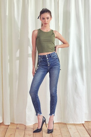 KANCAN BUTTON UP HIGH-RISE SKINNY JEAN