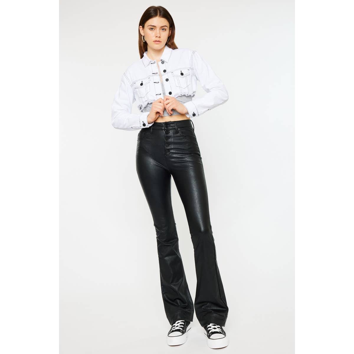 KANCAN LEATHER BOOTCUT JEANS