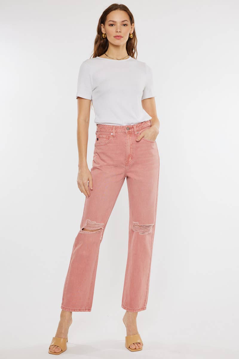 ULTRA HIGH RISE CORAL COLOR KANCAN JEANS